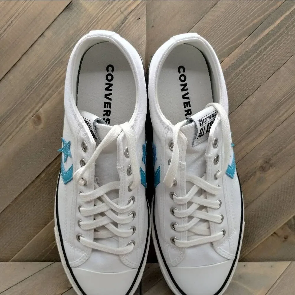 Converse Star Player 76 White Ocean Drip Blue Casual‎ Sneakers Womens Size 9.5